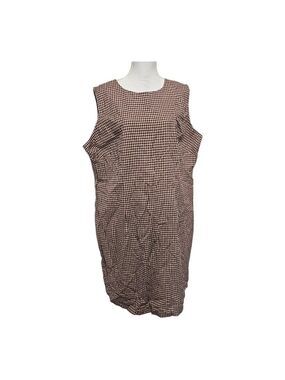 SAG HARBOR Dress Red Checkered Gingham Sleeveless Back Zip Flap Slit Size 20W